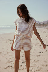Jessie Striped Shorts in Taupe - FINAL SALE