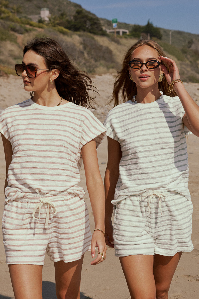 Jessie Striped Shorts in Taupe - FINAL SALE