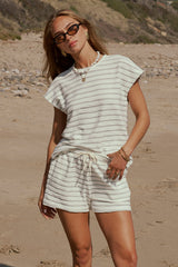 Jessie Striped Shorts in Sage - FINAL SALE