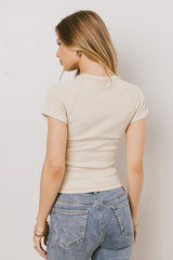Kammie Ribbed Basic Tee in Beige - FINAL SALE