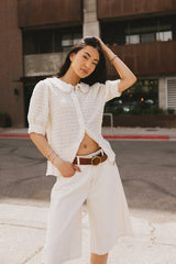 Lyla Collared Lace Top in Ivory - FINAL SALE
