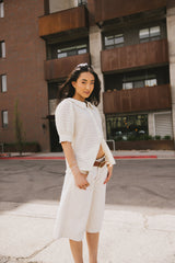 Lyla Collared Lace Top in Ivory - FINAL SALE
