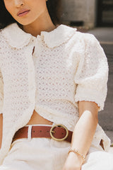 Lyla Collared Lace Top in Ivory - FINAL SALE