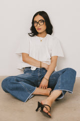 Isha Pleated Top in White - FINAL SALE