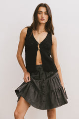 Jean Cardigan Vest in Black - FINAL SALE