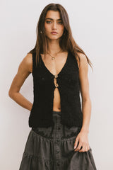 Jean Cardigan Vest in Black - FINAL SALE