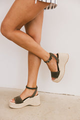 Pascha Wedge Sandal in Olive - FINAL SALE