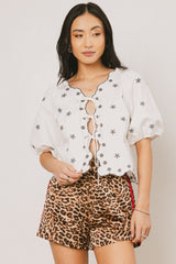 Kara Embroidered Blouse in Off White - FINAL SALE