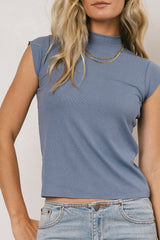 Sunny Mock Neck Top in Blue - FINAL SALE