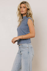 Sunny Mock Neck Top in Blue - FINAL SALE