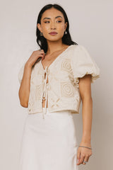 Sylas Embroidered Blouse in Ivory - FINAL SALE