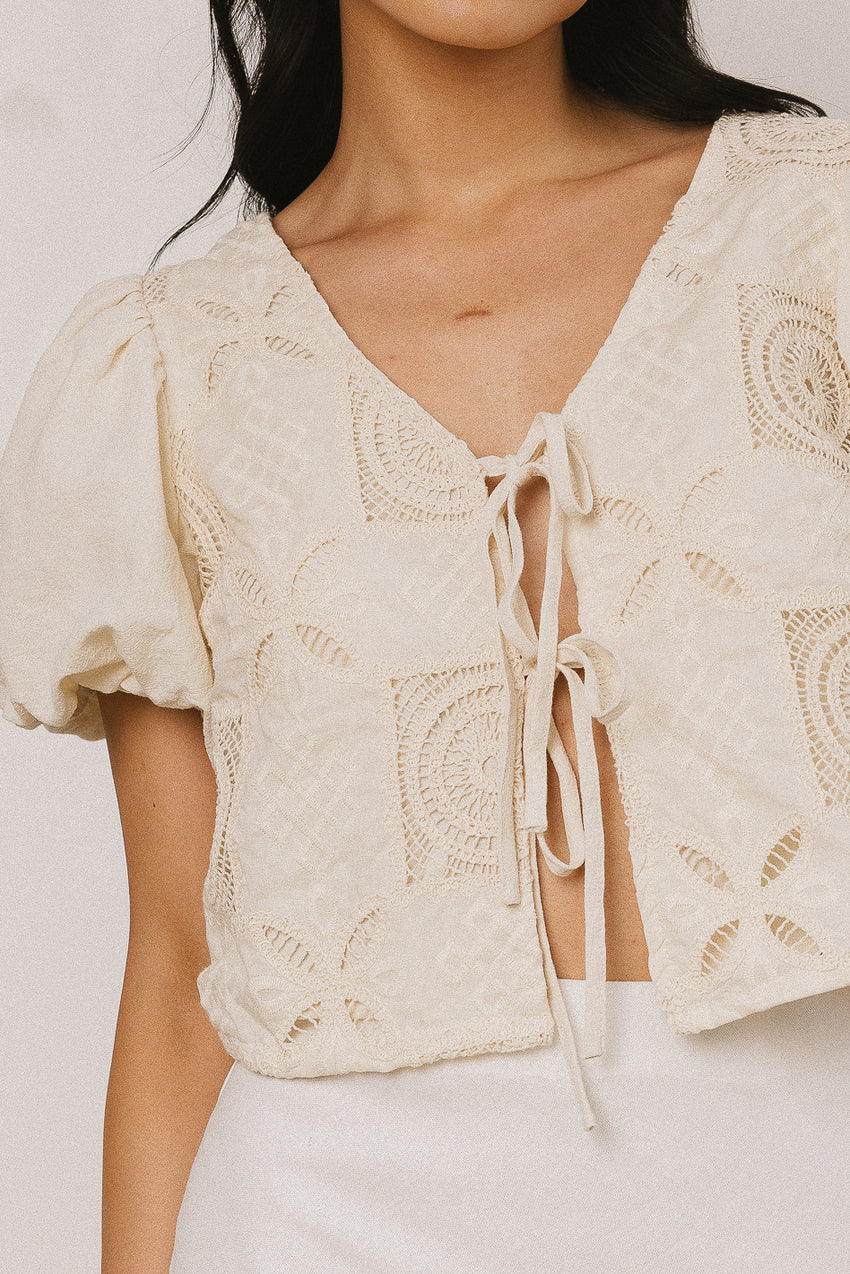 Sylas Embroidered Blouse in Ivory - FINAL SALE