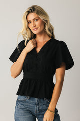 Neo Embroidered Blouse in Black - FINAL SALE
