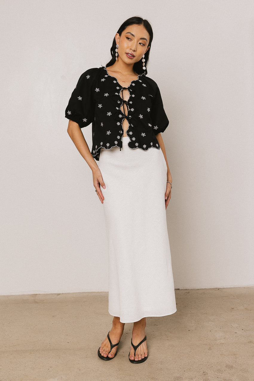 Kara Embroidered Blouse in Black - FINAL SALE