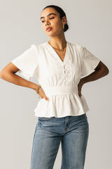 Neo Embroidered Blouse in Ivory - FINAL SALE