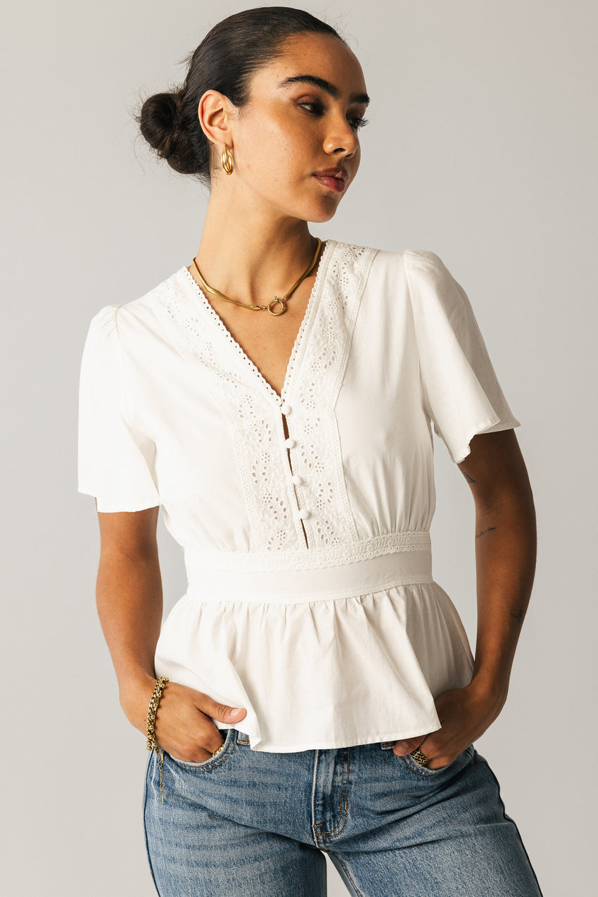 Neo Embroidered Blouse in Ivory - FINAL SALE