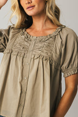 Ryder Ruffle Blouse in Olive - FINAL SALE