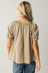 Ryder Ruffle Blouse in Olive - FINAL SALE