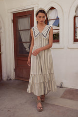 Miya Collared Midi Dress in Natural - FINAL SALE