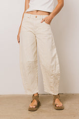 Allison Striped Barrel Jeans in Tan - FINAL SALE