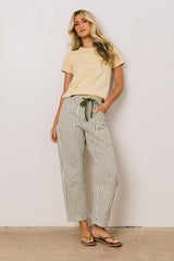 Jocelyn Barrel Jeans in Green Stripe - FINAL SALE