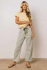 Jocelyn Barrel Jeans in Green Stripe - FINAL SALE