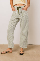Jocelyn Barrel Jeans in Green Stripe - FINAL SALE