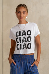 Ciao Graphic Tee in White - FINAL SALE