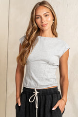 Tam Pleated Top in Heather Grey - FINAL SALE