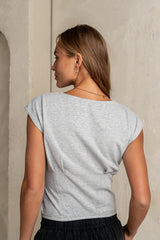 Tam Pleated Top in Heather Grey - FINAL SALE