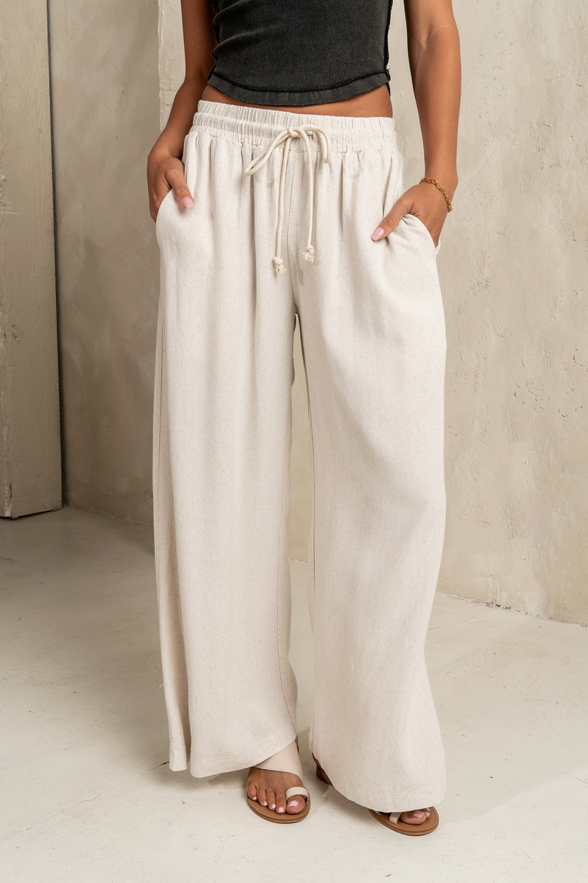 Nico Wide Leg Pants in Oatmeal - FINAL SALE