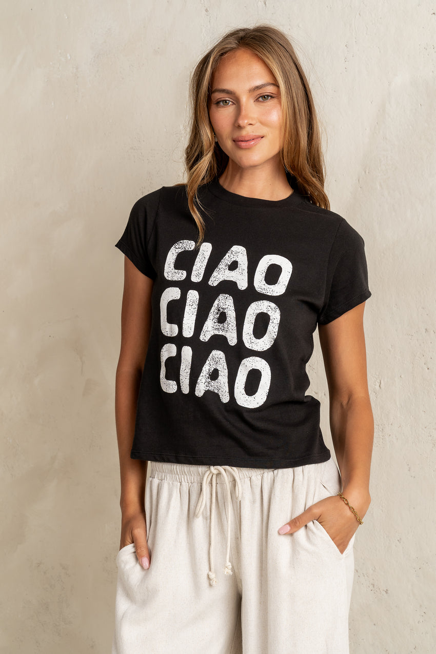 Ciao Graphic Tee in Black - FINAL SALE