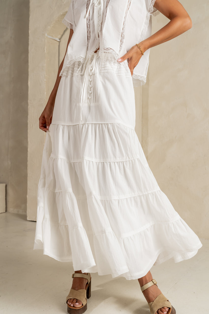 Mira Maxi Skirt in White - FINAL SALE