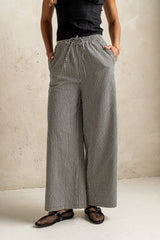 Ada Gingham Wide Leg Pants in Black - FINAL SALE