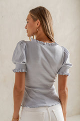 Violet Knit Top in Light Blue - FINAL SALE