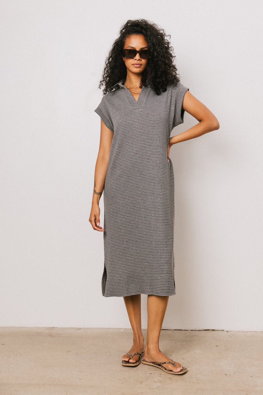 Elisa Striped Maxi Dress in Grey - FINAL SALE