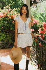 Regina Floral Mini Skirt in Blue - FINAL SALE