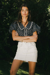 Kayla Collared Blouse in Navy - FINAL SALE