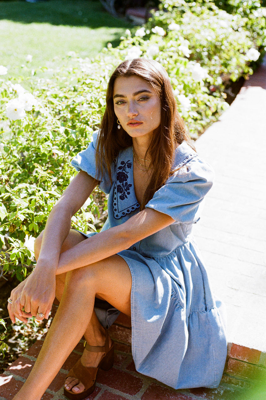 River Embroidered Mini Dress - FINAL SALE