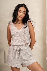 Rosie Floral Shorts in Taupe - FINAL SALE