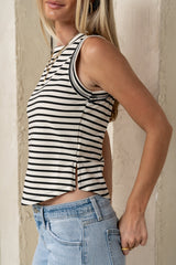 Zia Striped Tank in Black - FINAL SALE