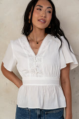 Neo Embroidered Blouse in Ivory - FINAL SALE
