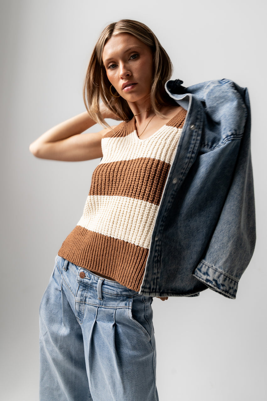 Yasmin Striped Sweater in Camel - FINAL SALE