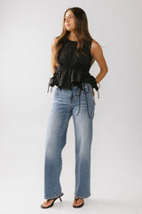 Miranda Textured Blouse in Black - FINAL SALE