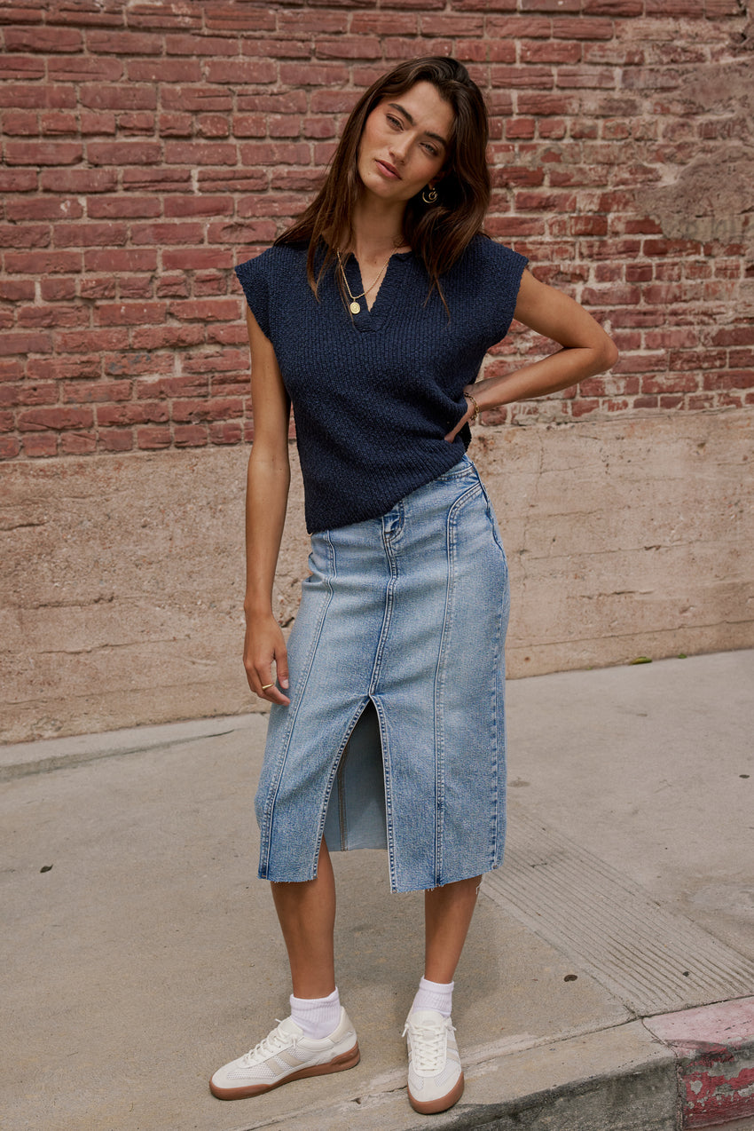 Aliza Denim Midi Skirt - FINAL SALE