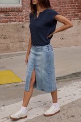 Aliza Denim Midi Skirt - FINAL SALE