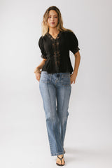 Angie Lace Trim Blouse in Black - FINAL SALE