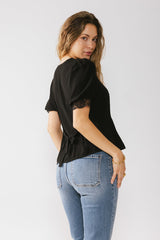 Angie Lace Trim Blouse in Black - FINAL SALE