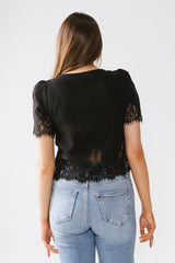 Angel Lace Trim Blouse in Black - FINAL SALE
