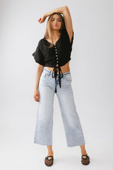 Alma Smocked Blouse in Black - FINAL SALE